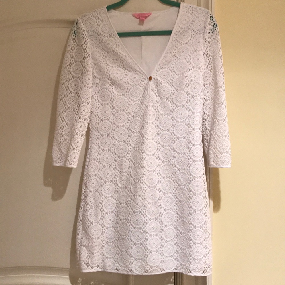 Lilly Pulitzer crochet white dress.